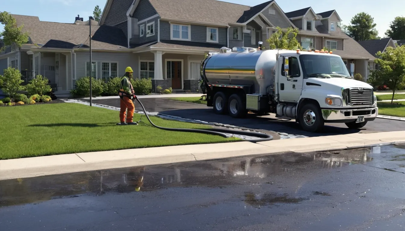 Septic tank pumping truck parked beside a home in the Vancouver area